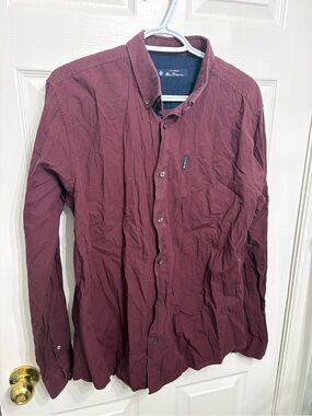 Ben Sherman Men's Wine Red Button-Down Shirt